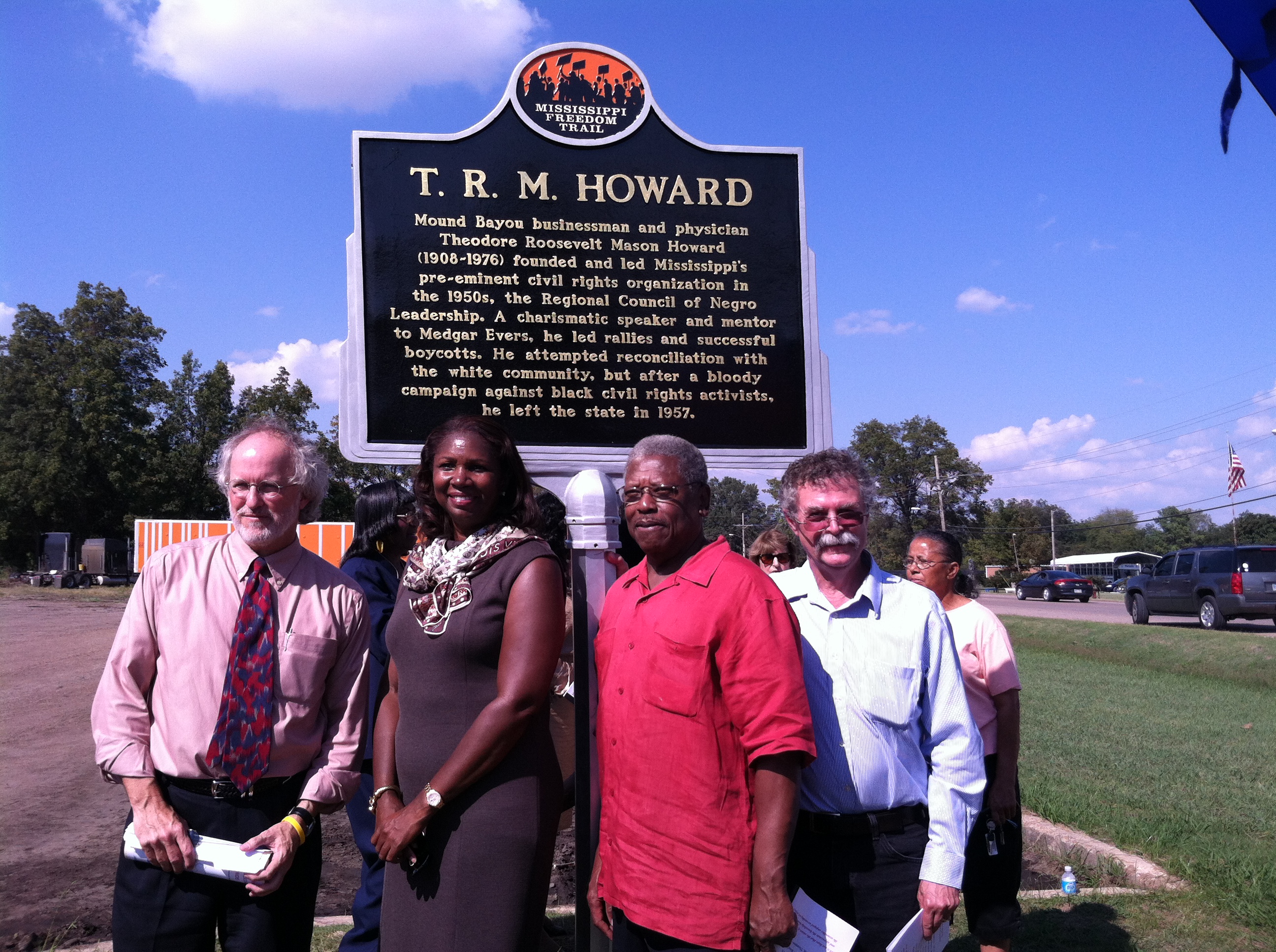 PHOTO:   From left, Ward Emling, of the Mississippi Development Authority and Chair of the Freedom Trail Taskforce, Representative Linda Coleman, Senator Willie Simmons, and Luther Brown.